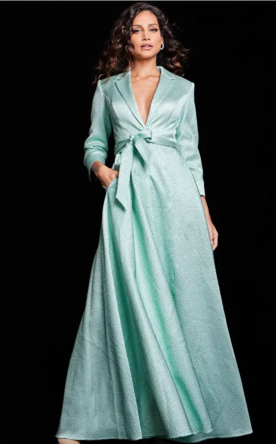 jovani Green V Neckline Evening Dress 23179